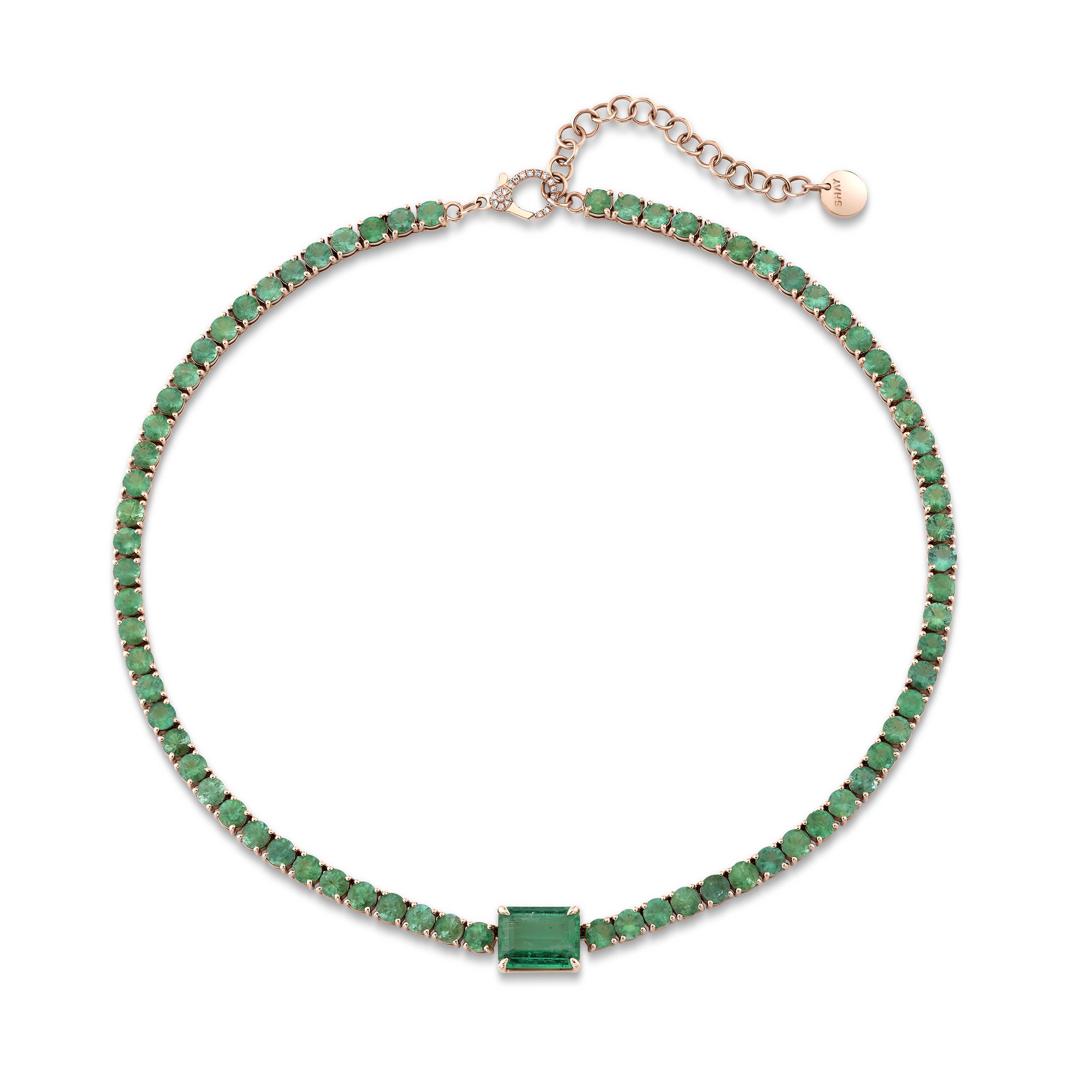 EMERALD TENNIS NECKLACE WITH CENTER STONE
