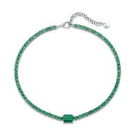 EMERALD TENNIS NECKLACE WITH CENTER STONE