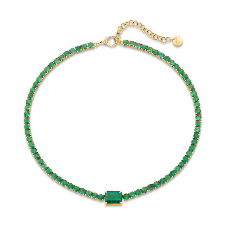 EMERALD TENNIS NECKLACE WITH CENTER STONE