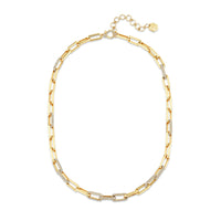 DIAMOND ALTERNATING PAVE MINI CABLE LINK NECKLACE