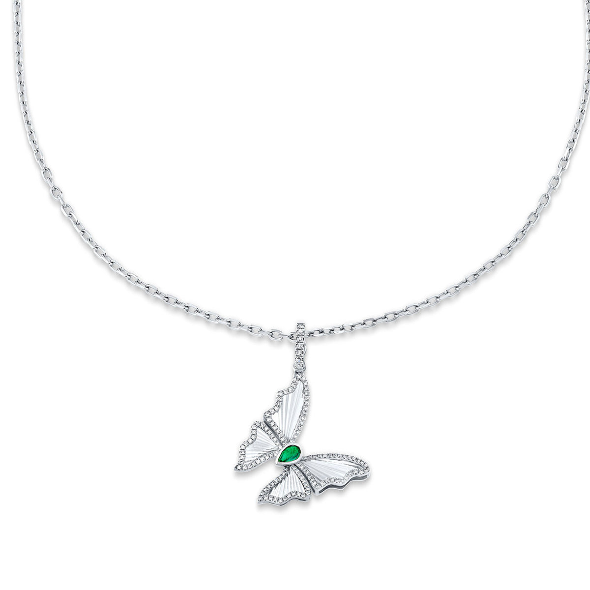 EMERALD BUTTERFLY PENDANT NECKLACE