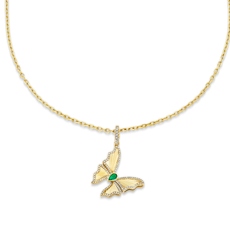 EMERALD BUTTERFLY PENDANT NECKLACE