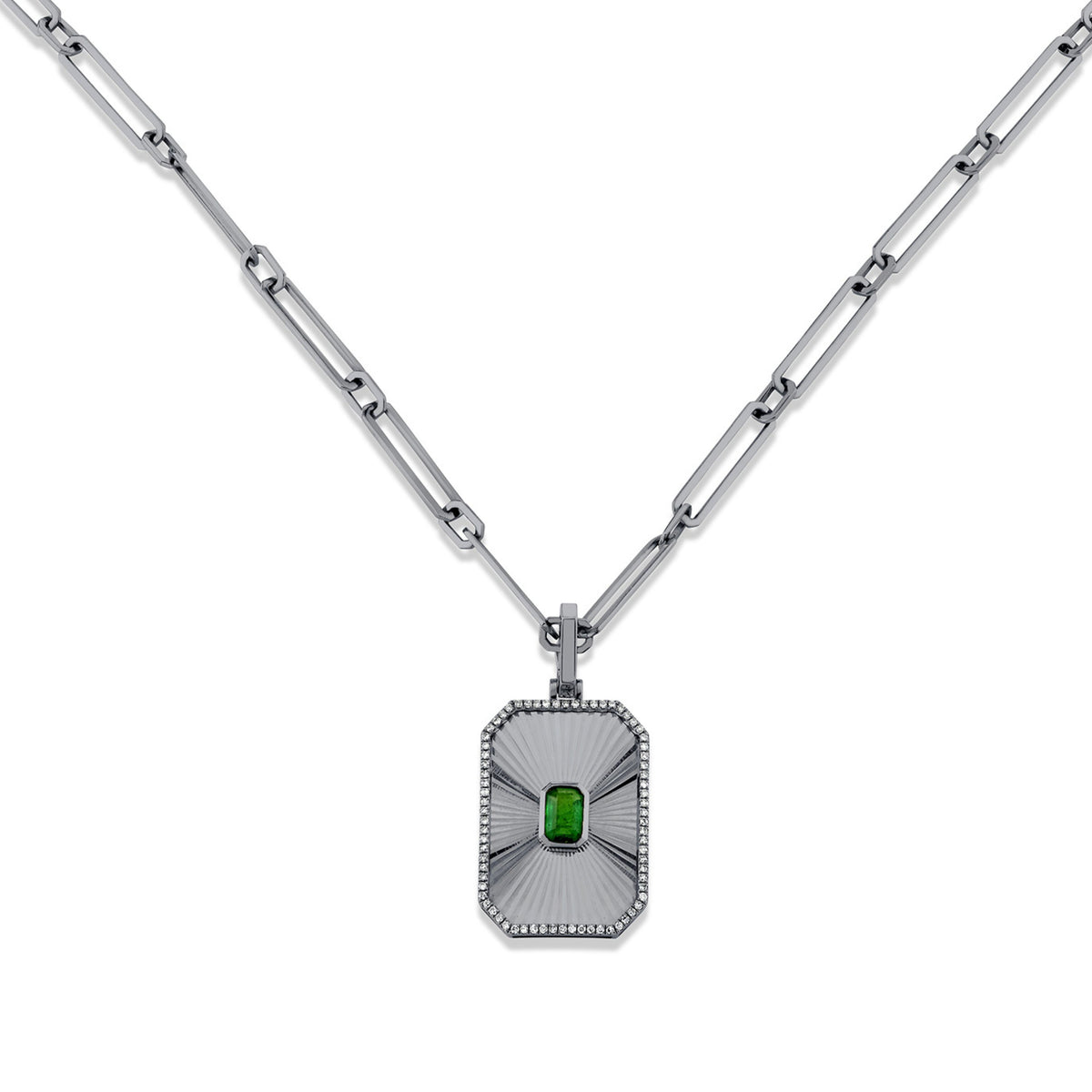 EMERALD RADIANT DECO PENDANT NECKLACE