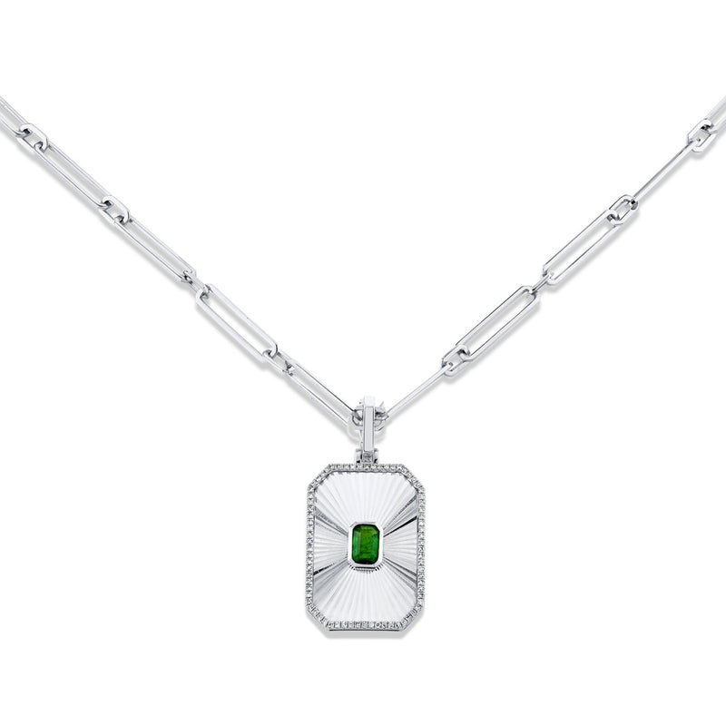 EMERALD RADIANT DECO PENDANT NECKLACE