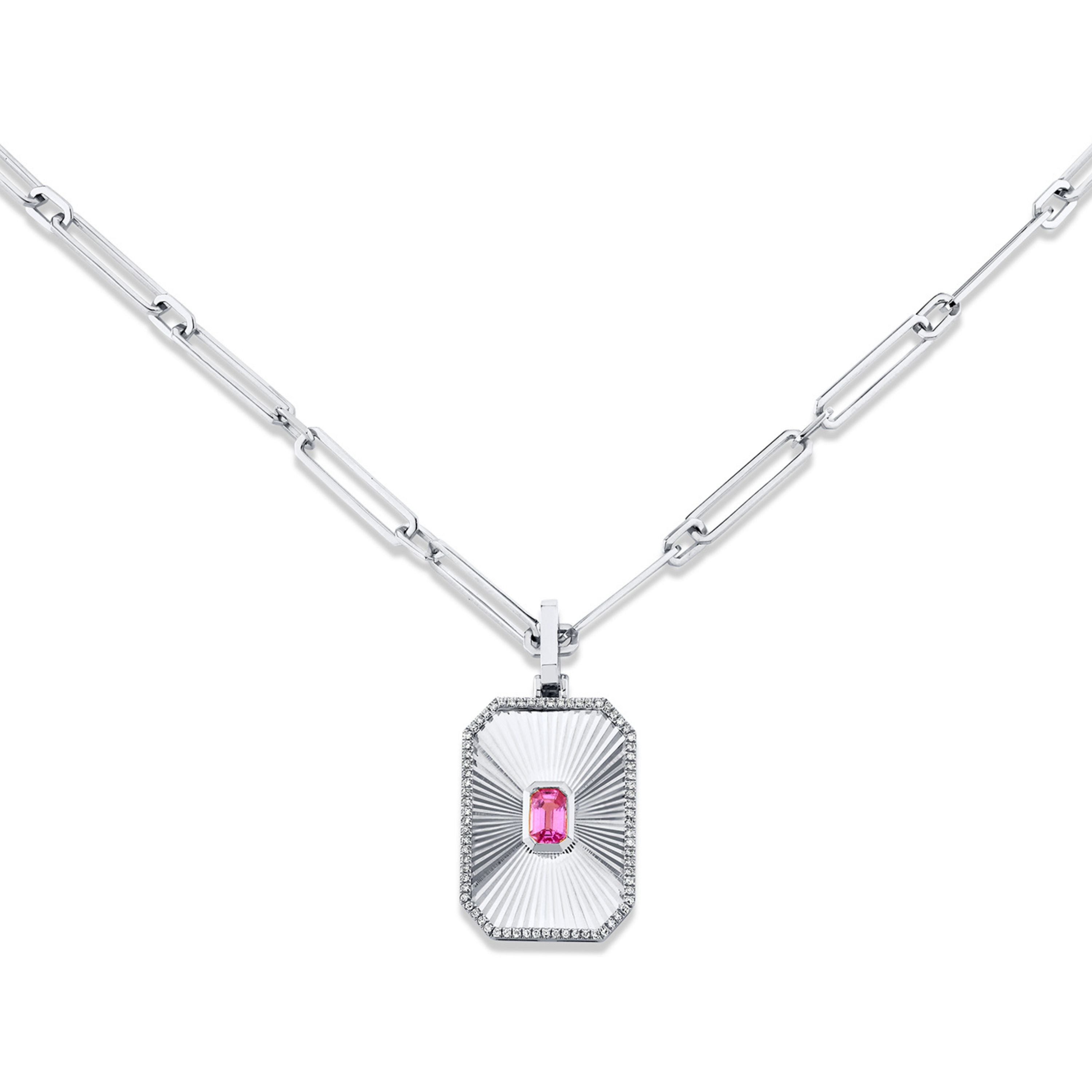 PINK SAPPHIRE RADIANT DECO NECKLACE