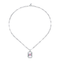 PINK SAPPHIRE RADIANT DECO PENDANT NECKLACE