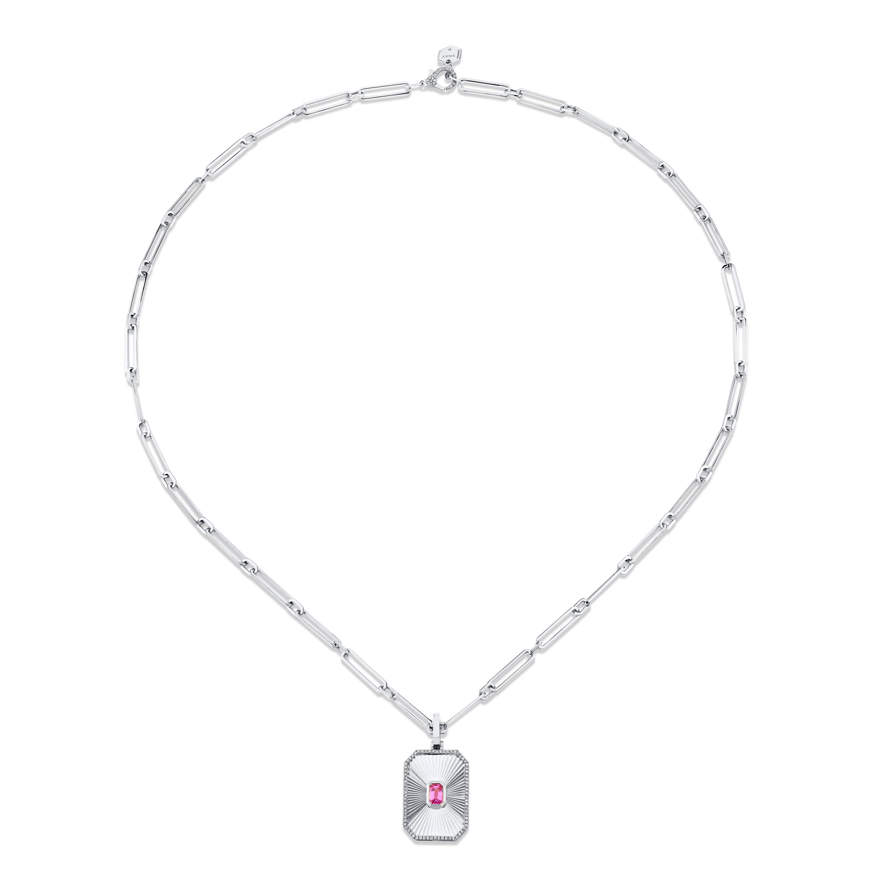 PINK SAPPHIRE RADIANT DECO NECKLACE
