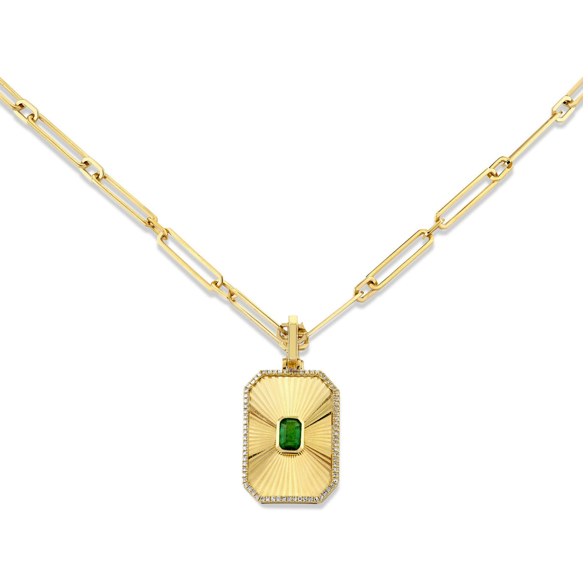 EMERALD RADIANT DECO PENDANT NECKLACE