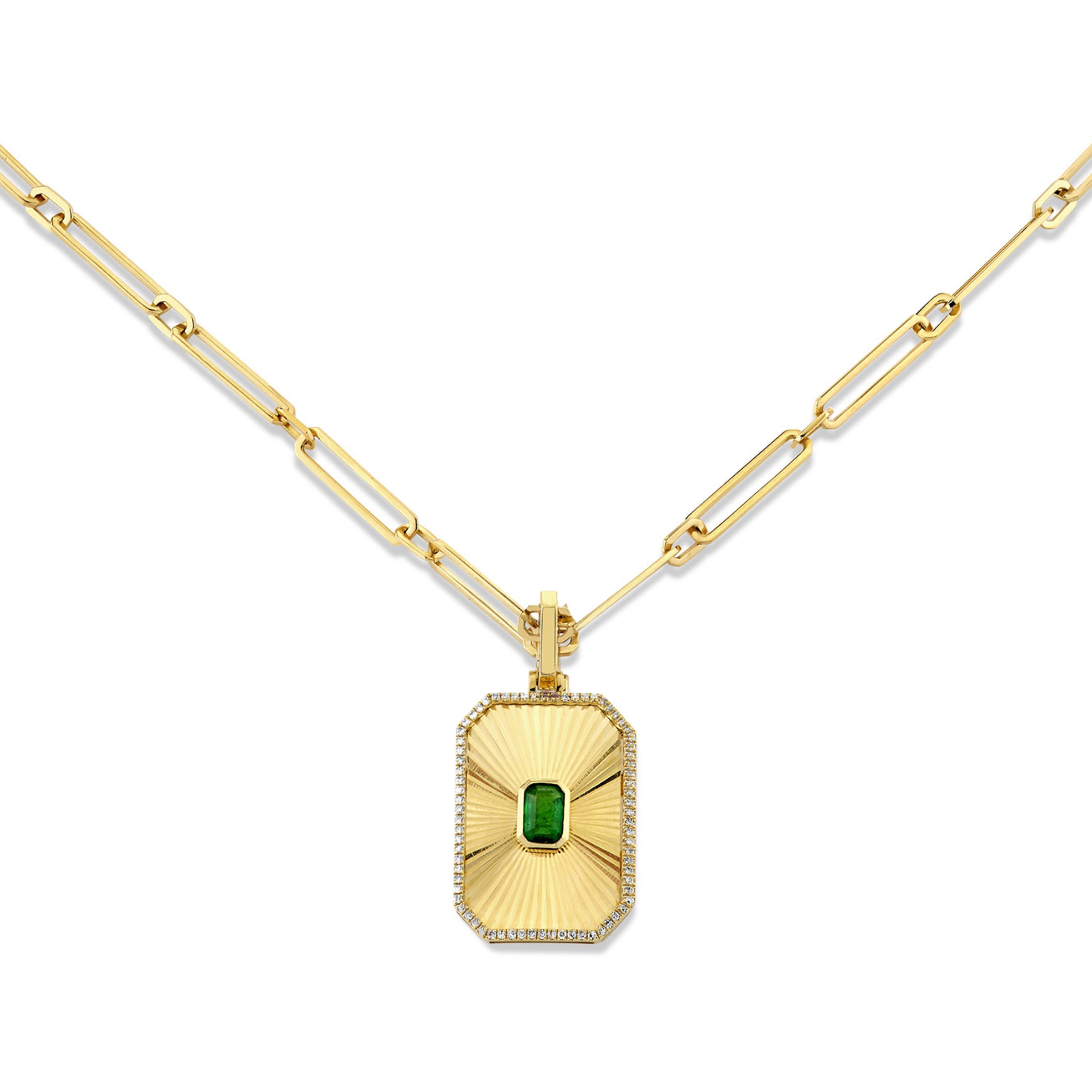 READY TO SHIP EMERALD RADIANT DECO NECKLACE