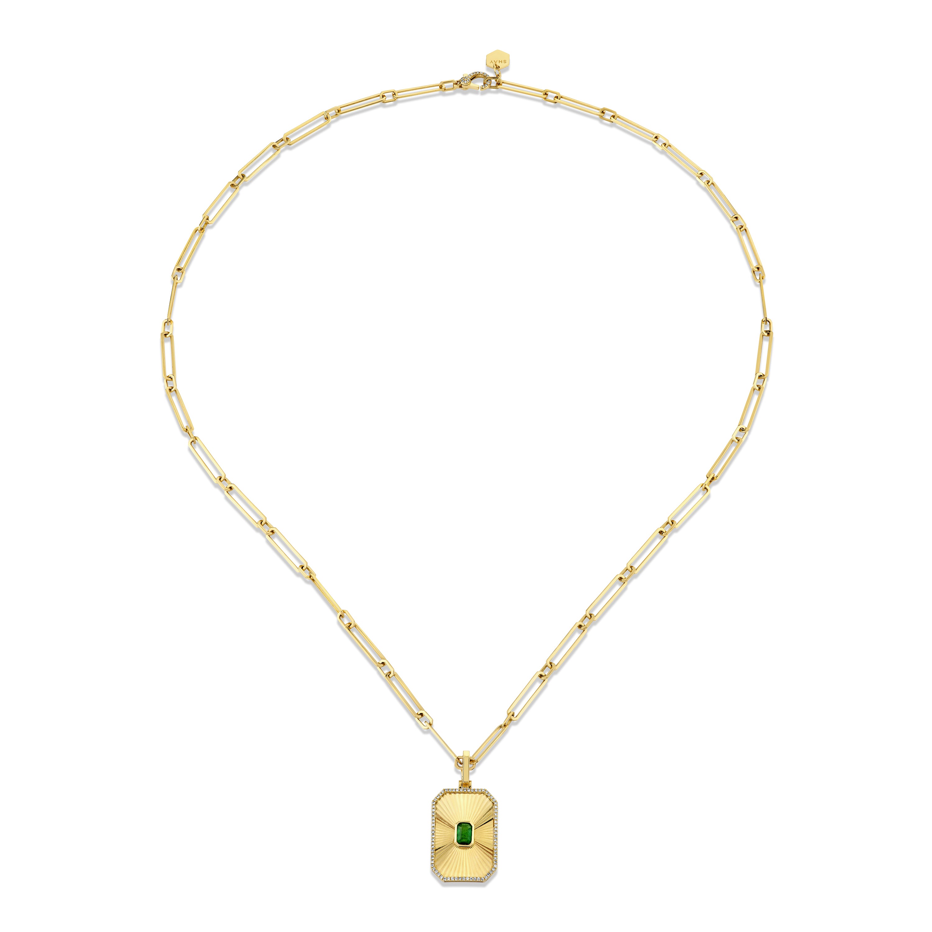 READY TO SHIP EMERALD RADIANT DECO NECKLACE