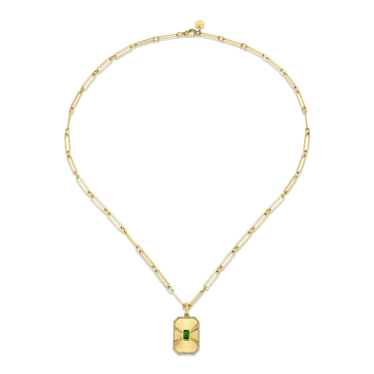 EMERALD RADIANT DECO PENDANT NECKLACE