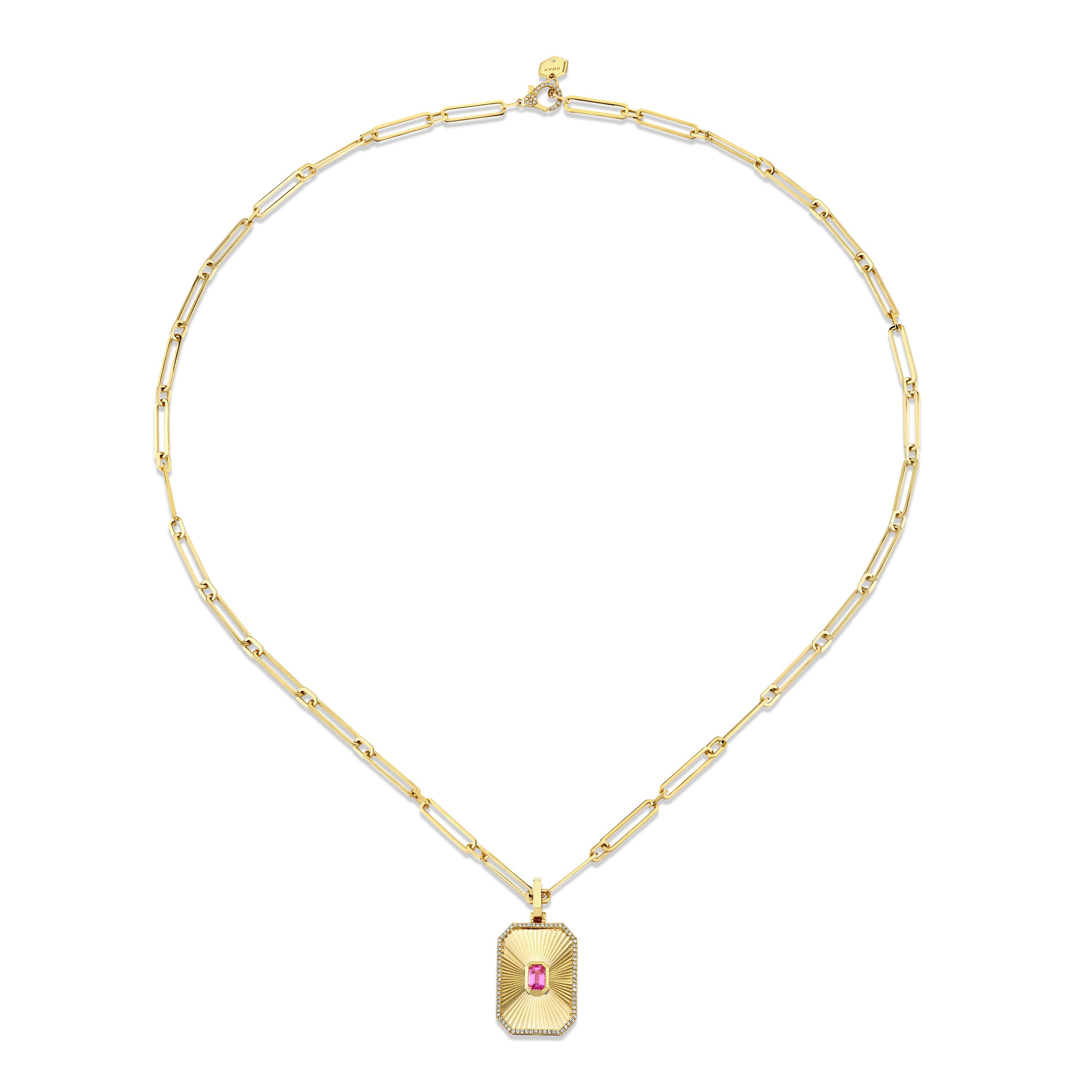 PINK SAPPHIRE RADIANT DECO NECKLACE