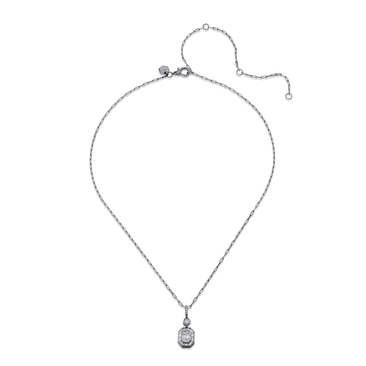 DIAMOND BEZEL ILLUSION DROP PENDANT NECKLACE