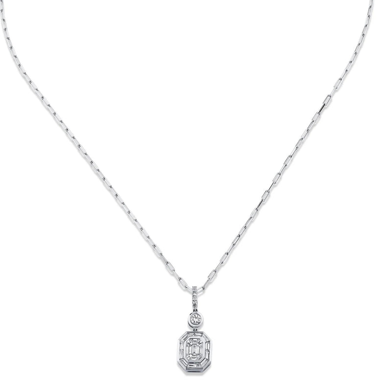DIAMOND BEZEL ILLUSION DROP PENDANT NECKLACE