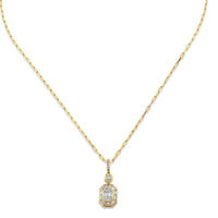 DIAMOND BEZEL ILLUSION DROP PENDANT NECKLACE