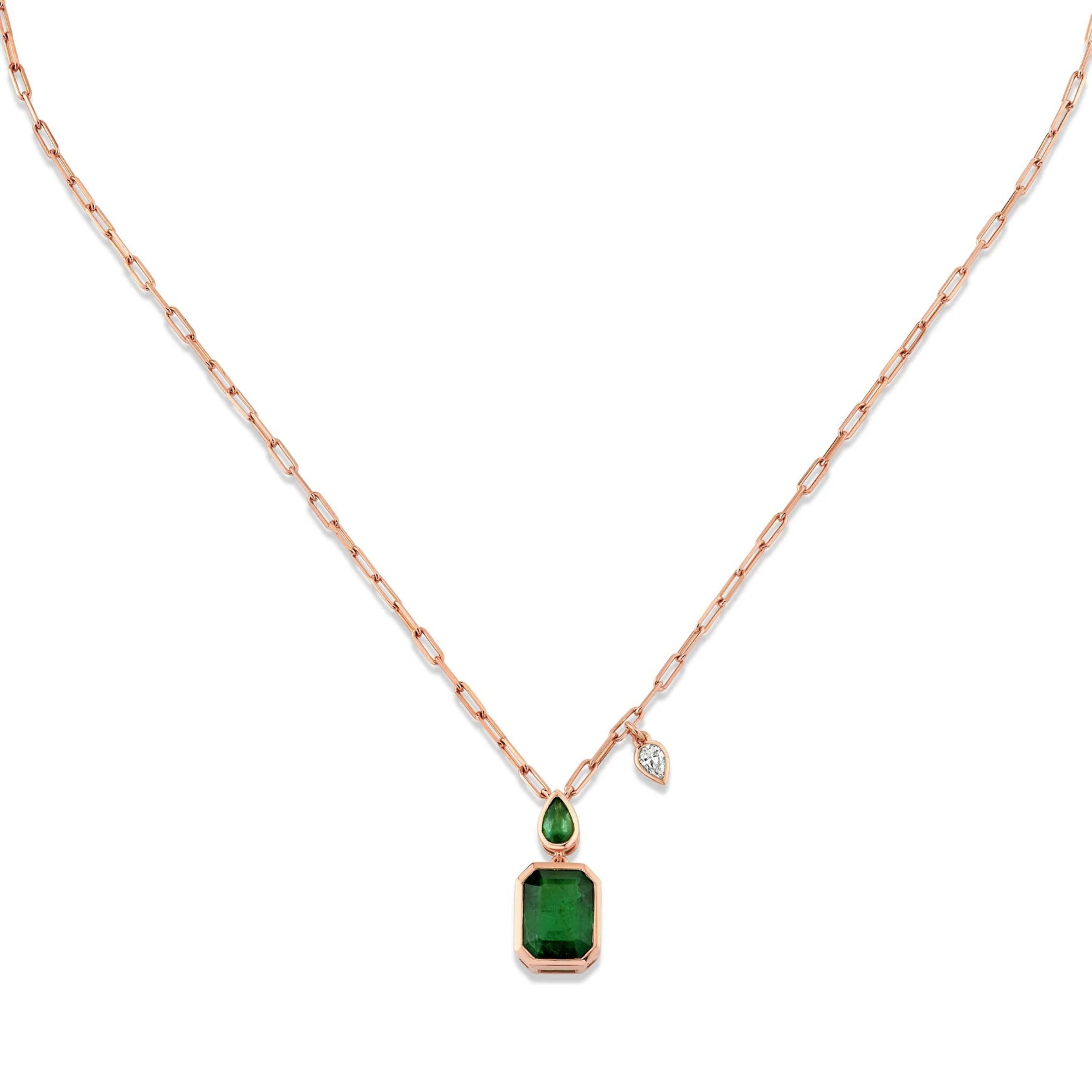 EMERALD DOUBLE DROP NECKLACE