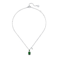 EMERALD DOUBLE BEZEL ILLUSION PENDANT NECKLACE