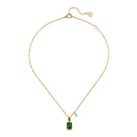 EMERALD DOUBLE BEZEL ILLUSION PENDANT NECKLACE