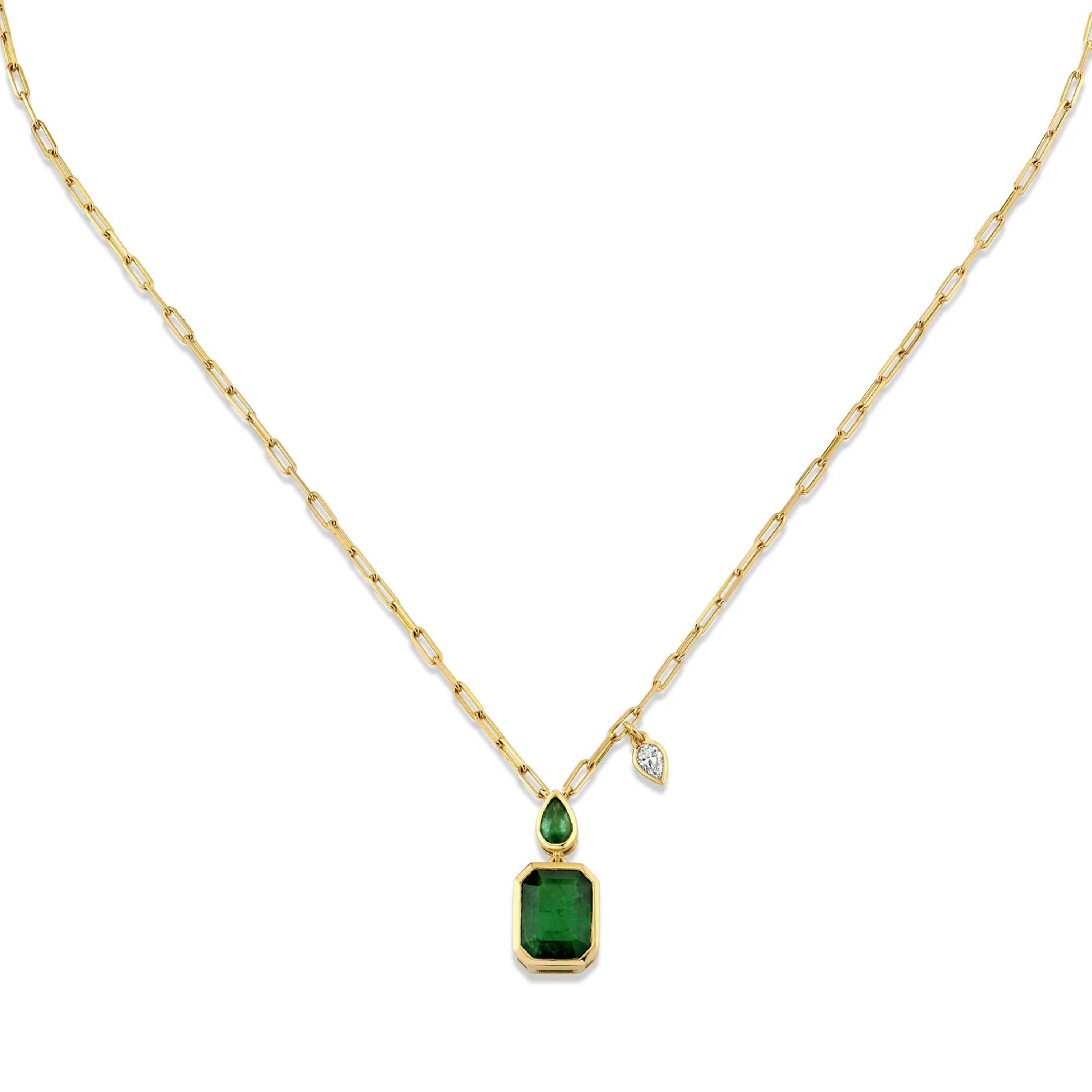 EMERALD DOUBLE DROP NECKLACE