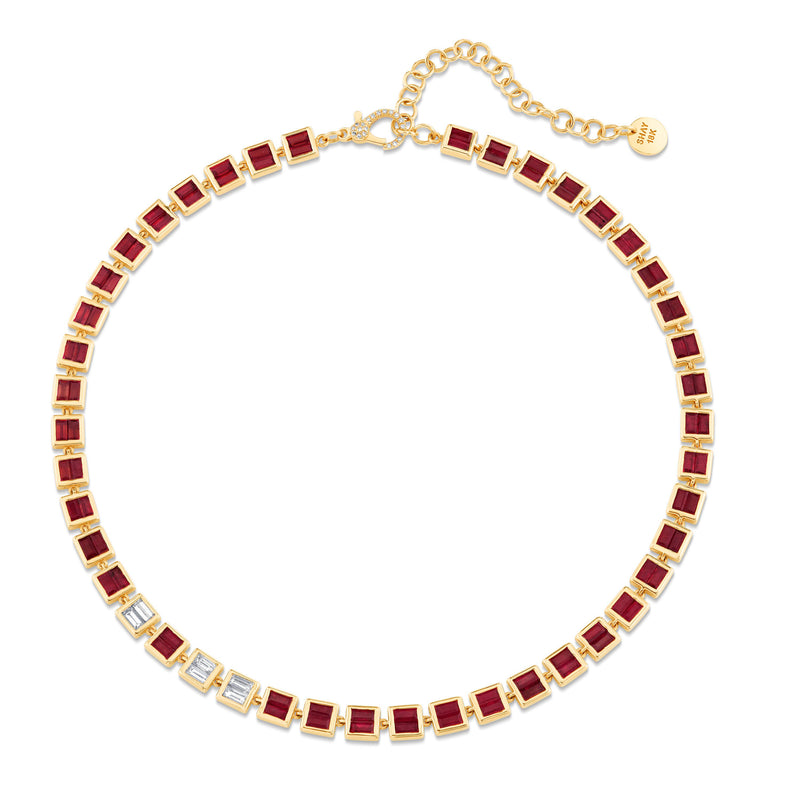 RUBY & DIAMOND BEZEL NECKLACE