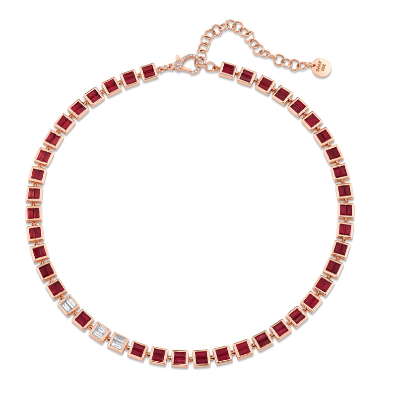 RUBY & DIAMOND BEZEL NECKLACE