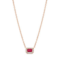 RUBY & DIAMOND MINI HALO NECKLACE