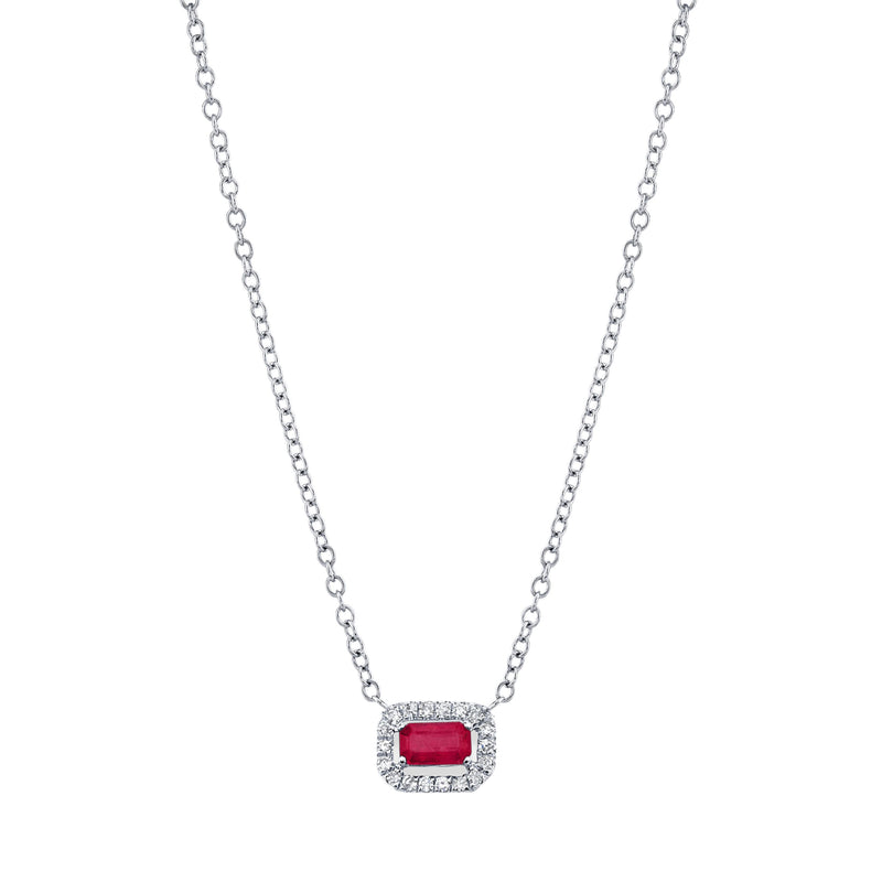 RUBY & DIAMOND MINI HALO NECKLACE