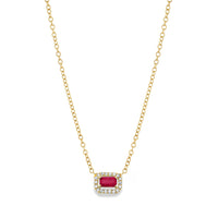 RUBY & DIAMOND MINI HALO NECKLACE