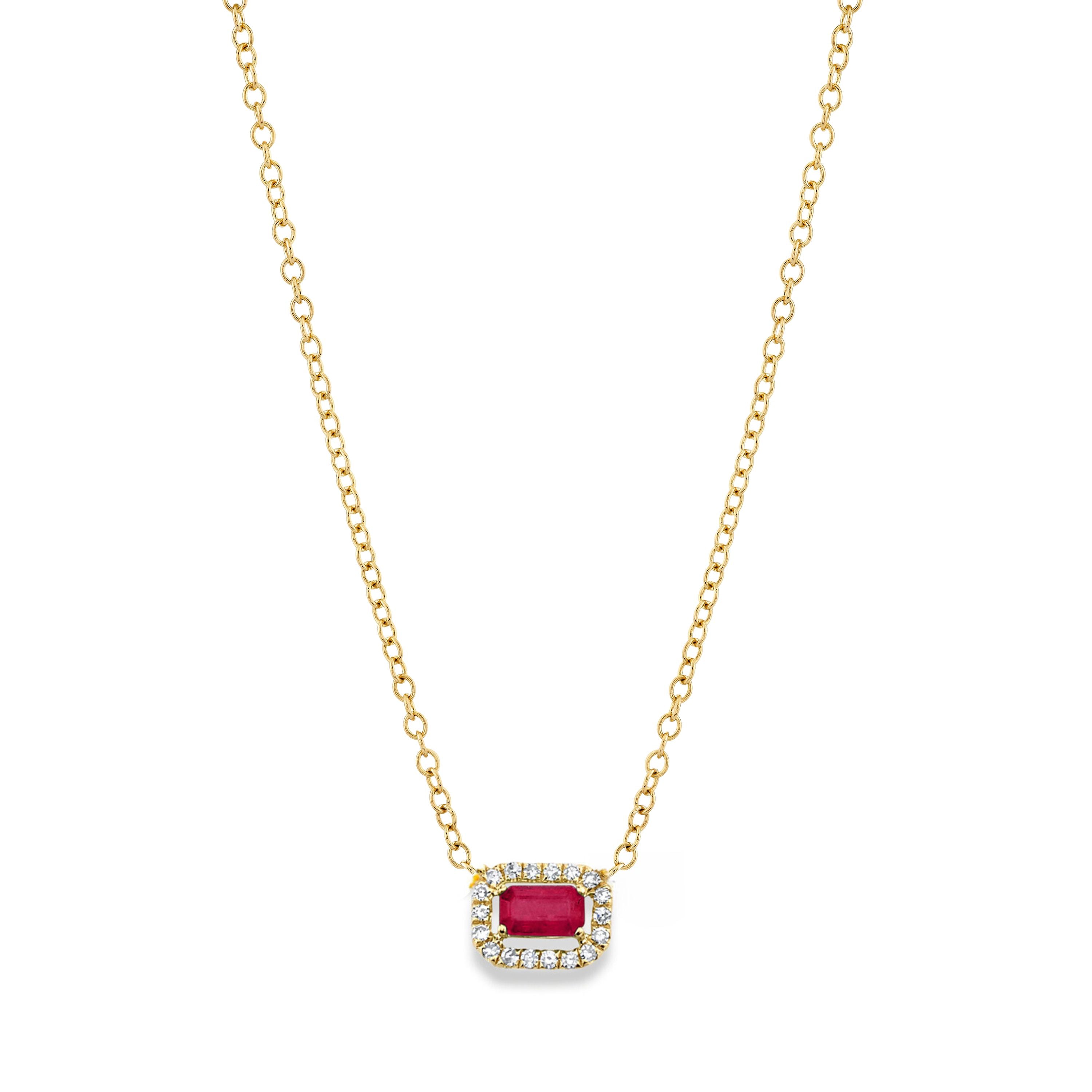 RUBY & DIAMOND MINI HALO NECKLACE