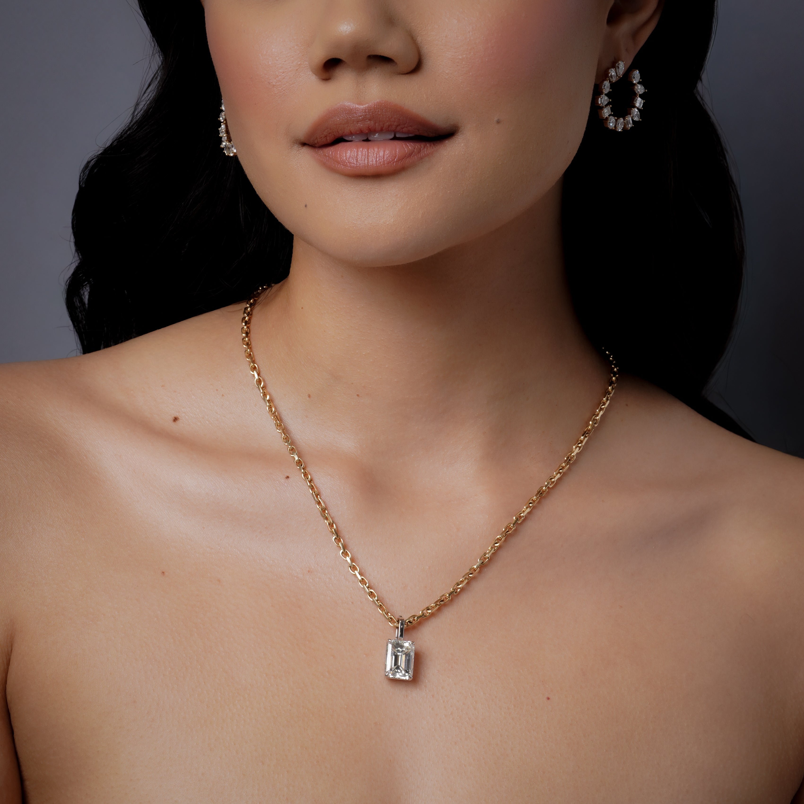 SHAY Diamond Emerald Cut Pendant Necklace, 10ct, 18k gold, primary view