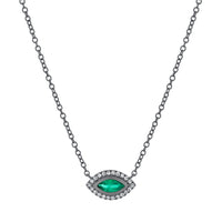 EMERALD & DIAMOND MINI EVIL EYE PENDANT NECKLACE