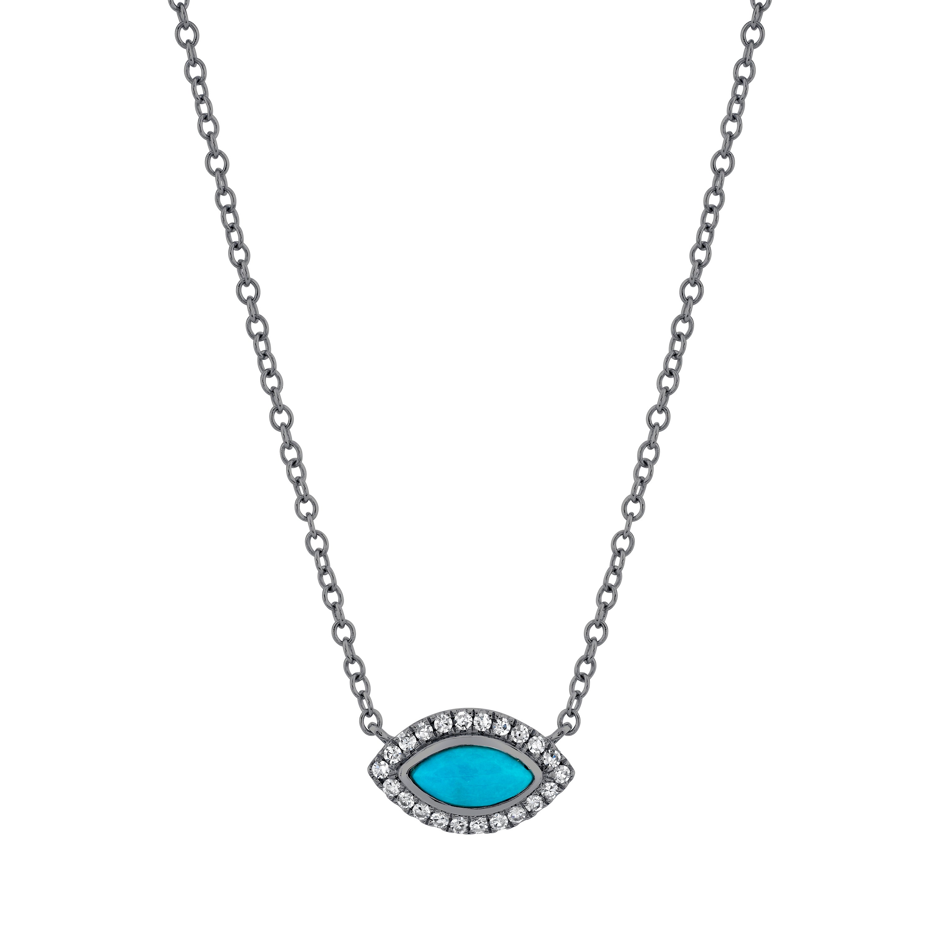 TURQUOISE & DIAMOND MINI EVIL EYE NECKLACE