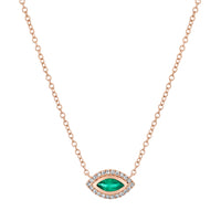 EMERALD & DIAMOND MINI EVIL EYE PENDANT NECKLACE