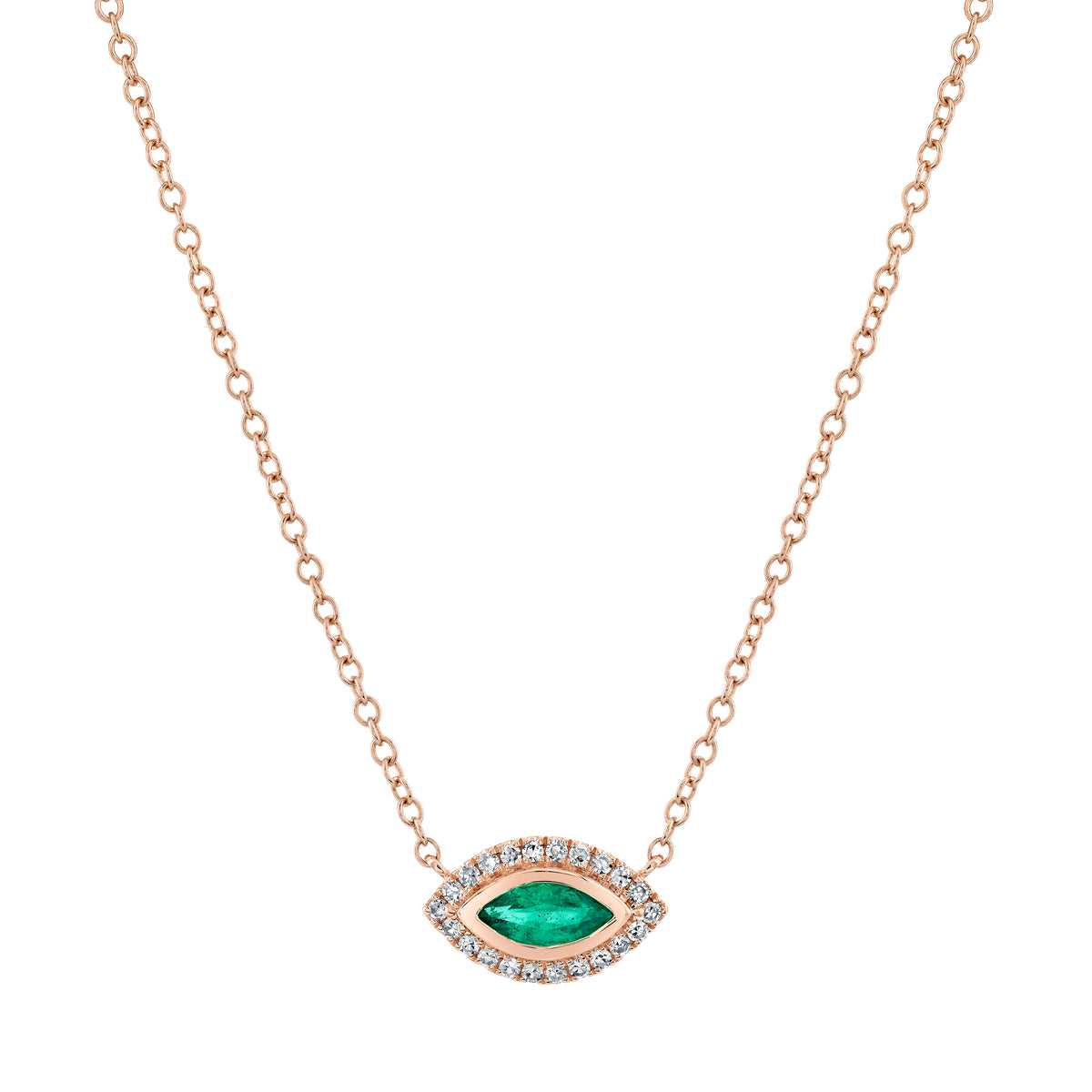 READY TO SHIP EMERALD & DIAMOND MINI EVIL EYE PENDANT NECKLACE