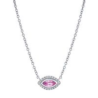 PINK SAPPHIRE & DIAMOND MINI EVIL EYE PENDANT NECKLACE