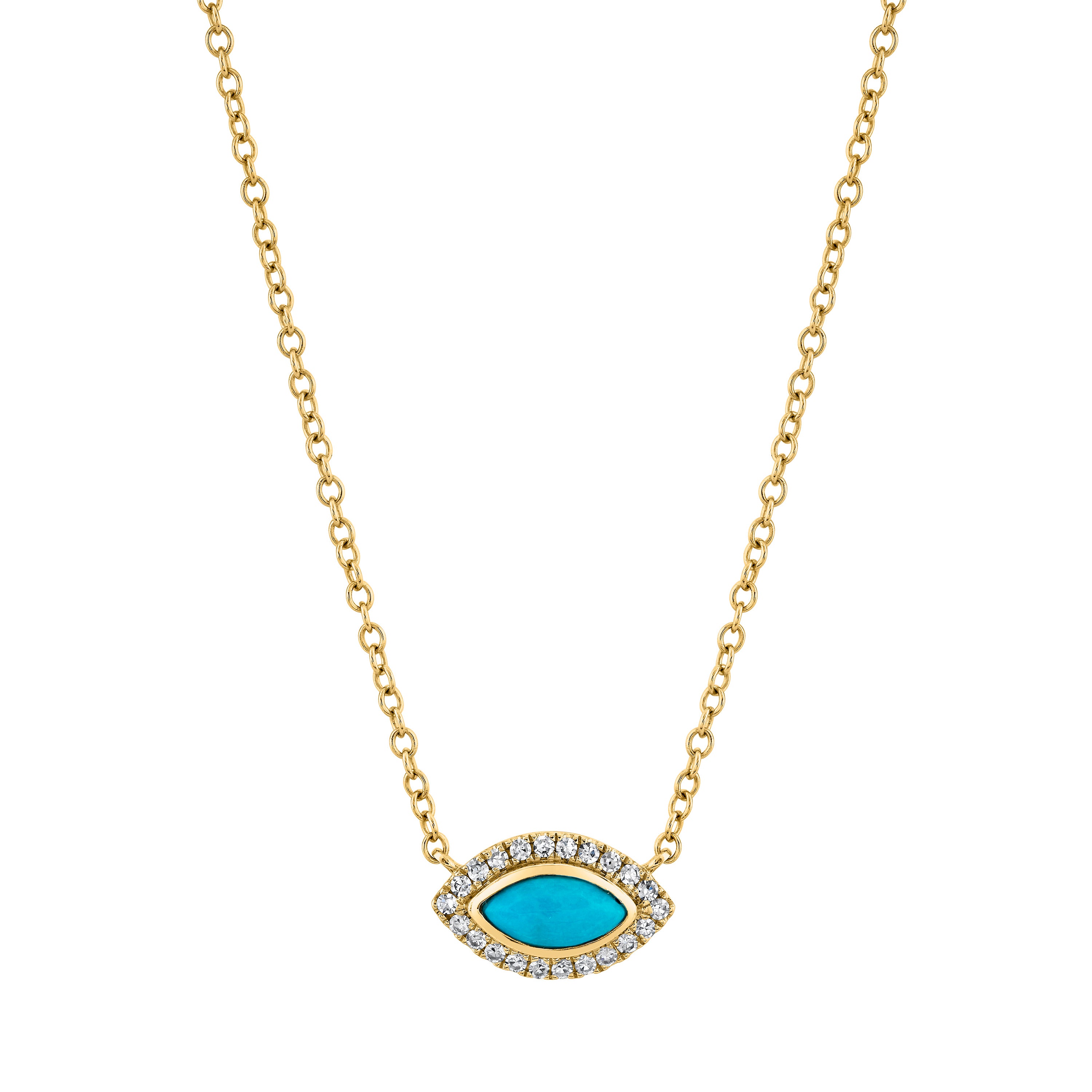 TURQUOISE & DIAMOND MINI EVIL EYE NECKLACE