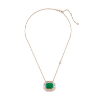 EMERALD & DIAMOND HALO LARGE DECO PENDANT NECKLACE