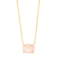PINK QUARTZ OVAL GEM DROP NECKLACE