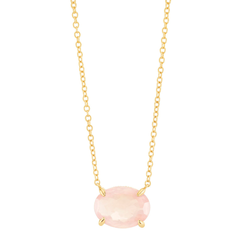 PINK QUARTZ OVAL GEM DROP NECKLACE