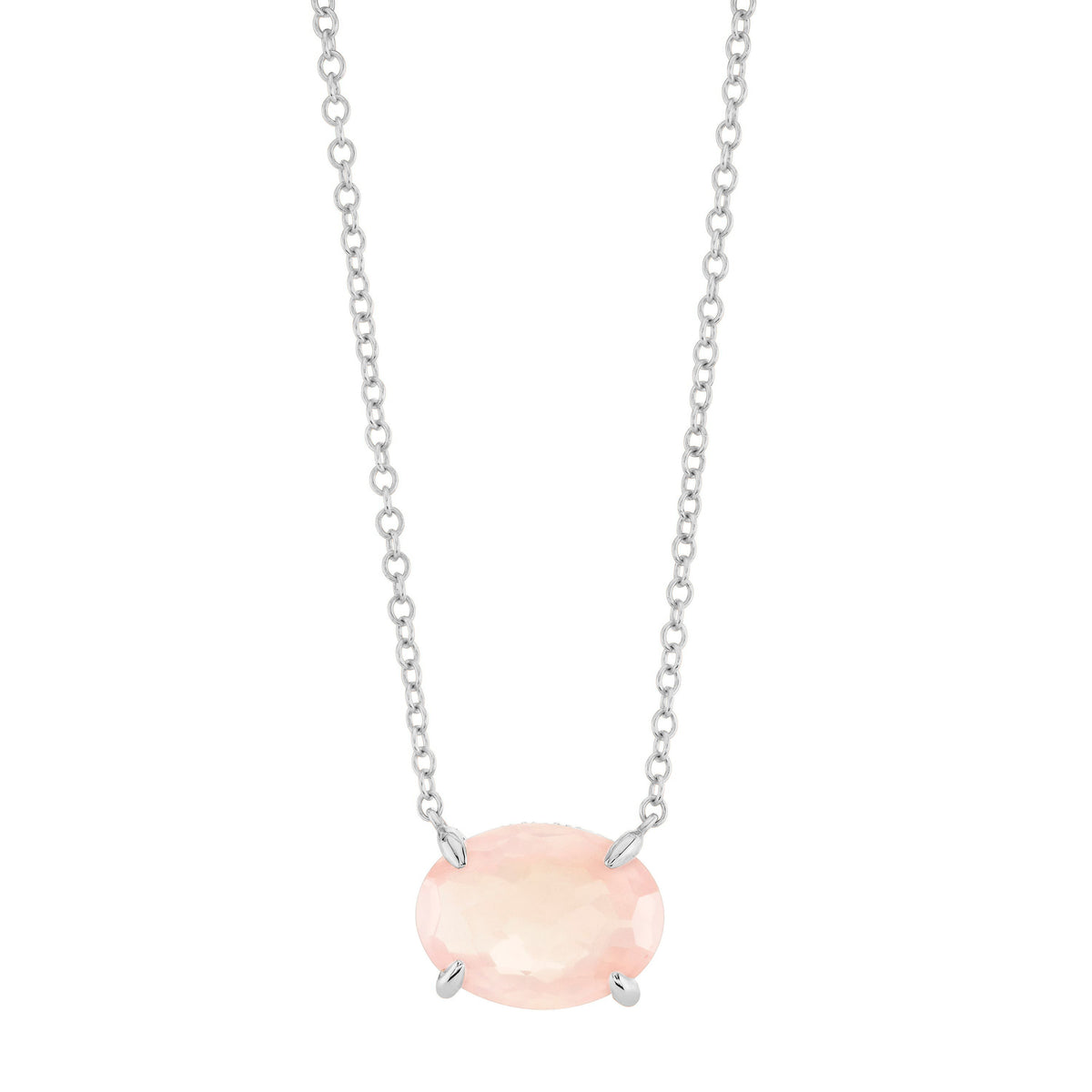 PINK QUARTZ OVAL GEM DROP NECKLACE
