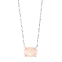 PINK QUARTZ OVAL GEM DROP NECKLACE