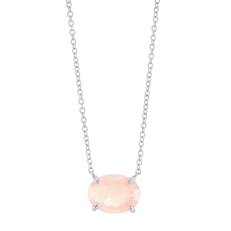 PINK QUARTZ OVAL GEM DROP NECKLACE