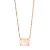 PINK QUARTZ OVAL GEM DROP NECKLACE