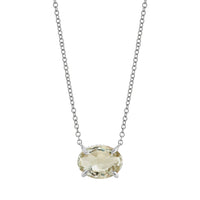 GREEN AMETHYST & DIAMOND OVAL GEM NECKLACE