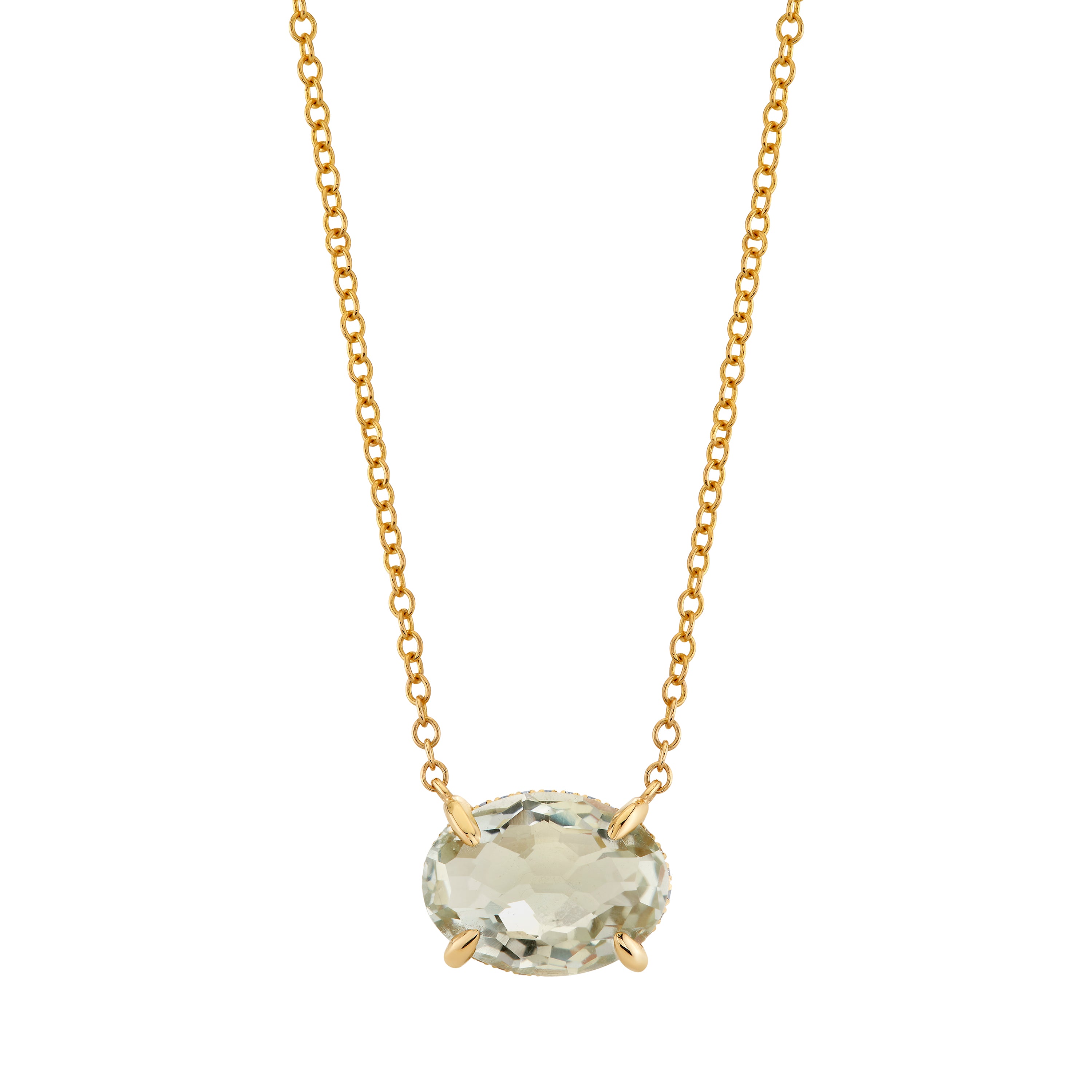 GREEN AMETHYST & DIAMOND GEM NECKLACE