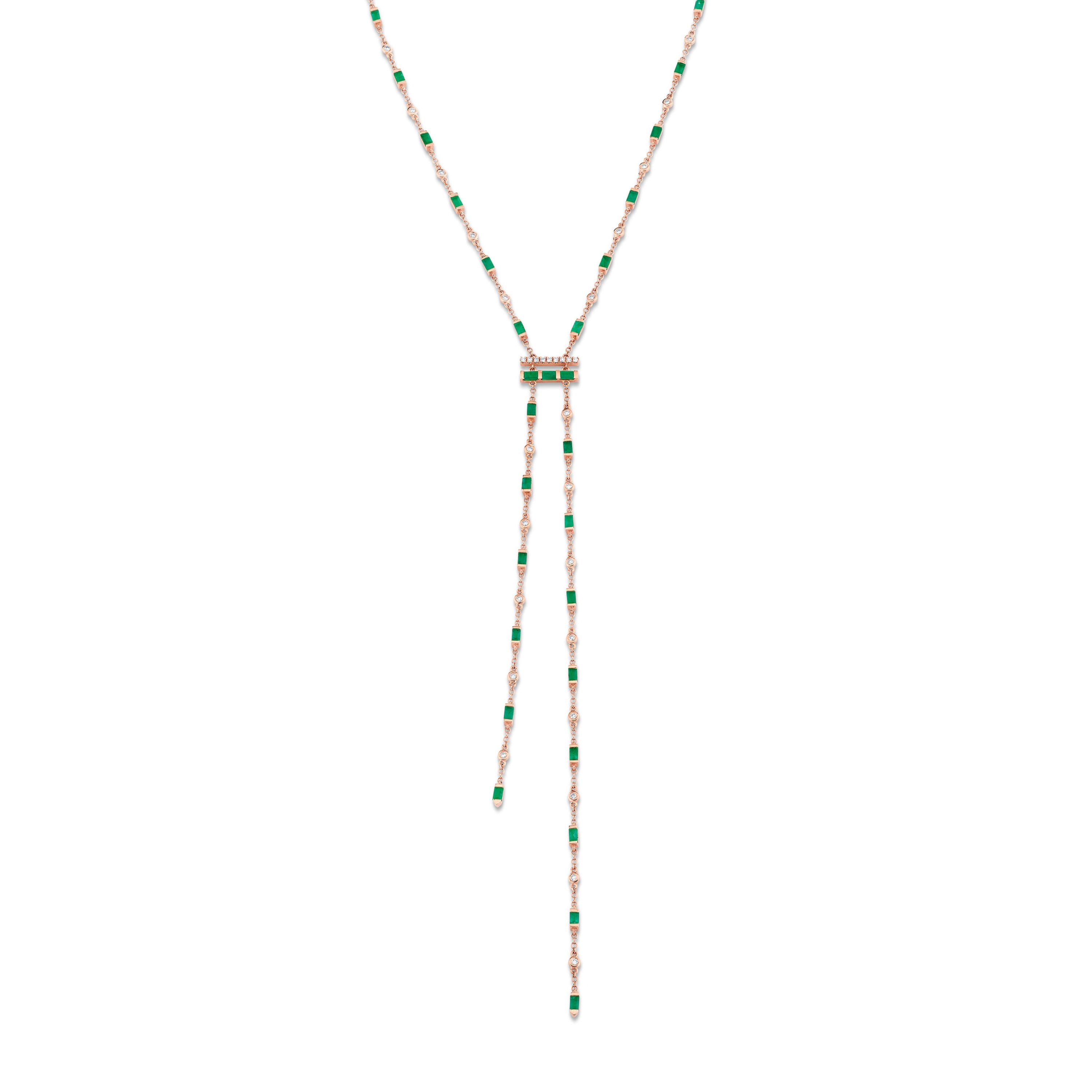 EMERALD & DIAMOND CASCADE Y NECKLACE