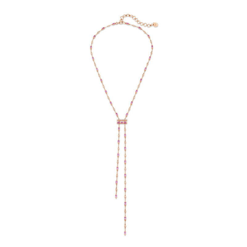 PINK SAPPHIRE & DIAMOND CASCADE Y NECKLACE