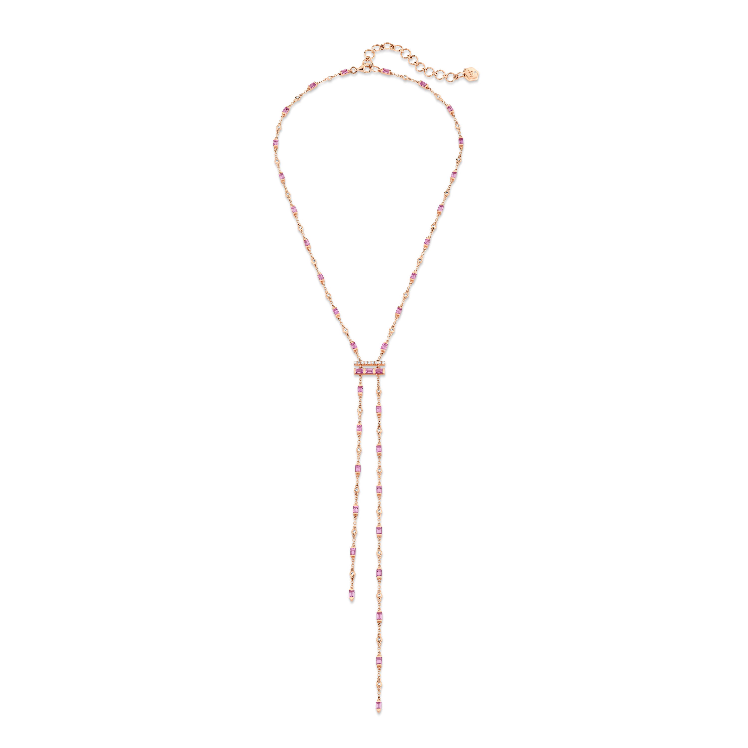 READY TO SHIP PINK SAPPHIRE & DIAMOND CASCADE Y NECKLACE