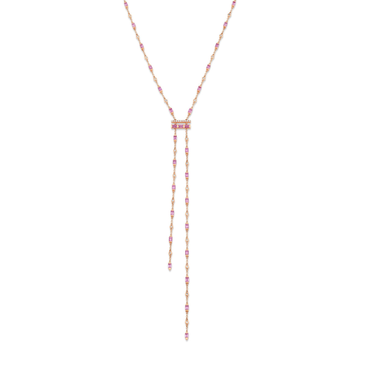 PINK SAPPHIRE & DIAMOND CASCADE Y NECKLACE