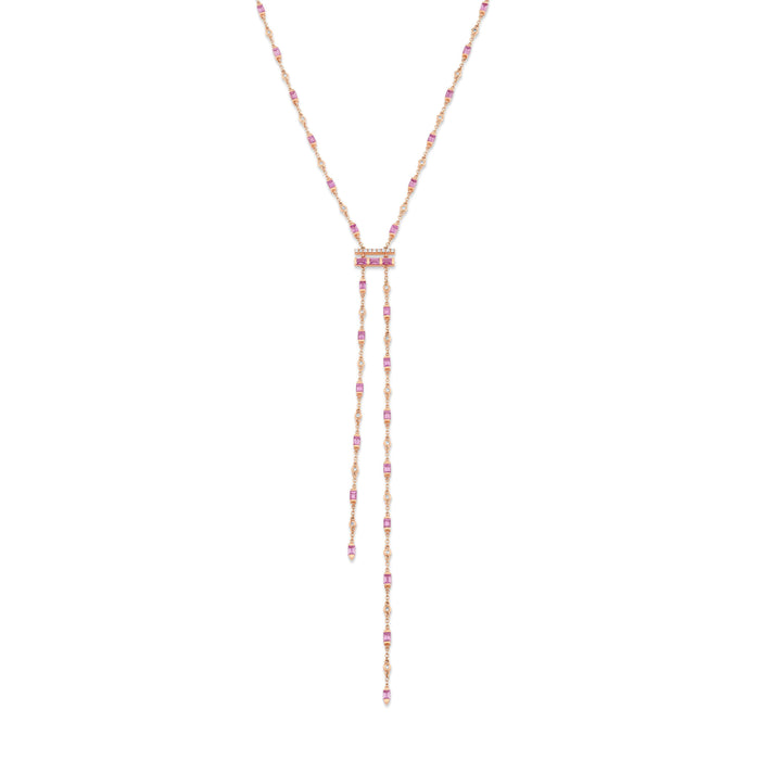 PINK SAPPHIRE & DIAMOND CASCADE Y NECKLACE